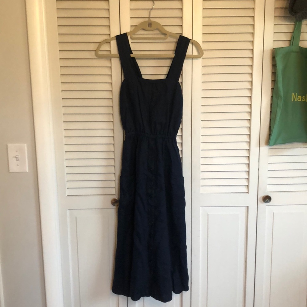 Reformation navy linen dress